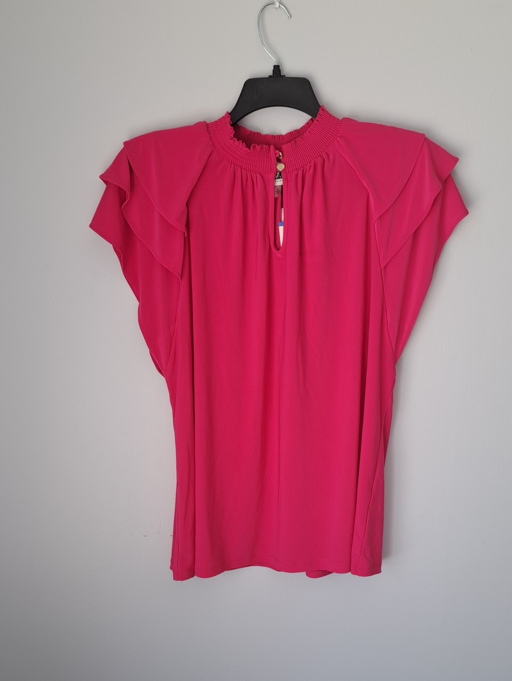 Anne Klein Hot Pink Flutter Sleeve Blouse